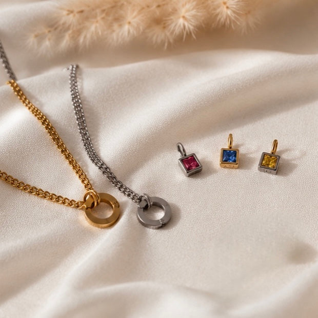 Gold Open Ring Charm Necklace