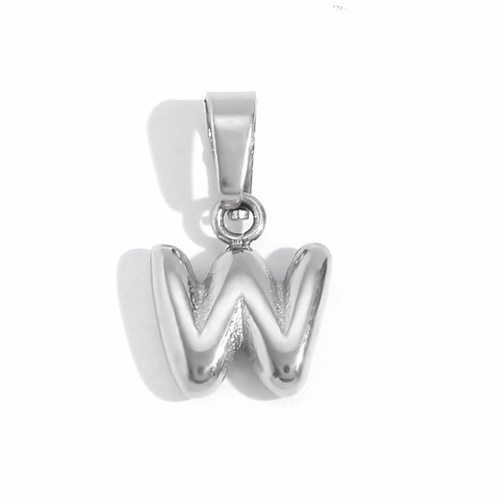 Silver W charm