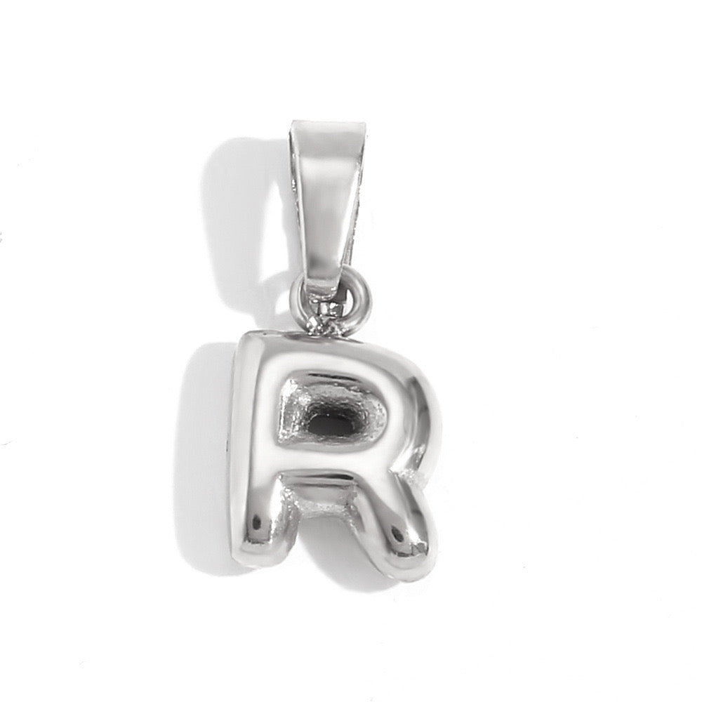 Silver R charm