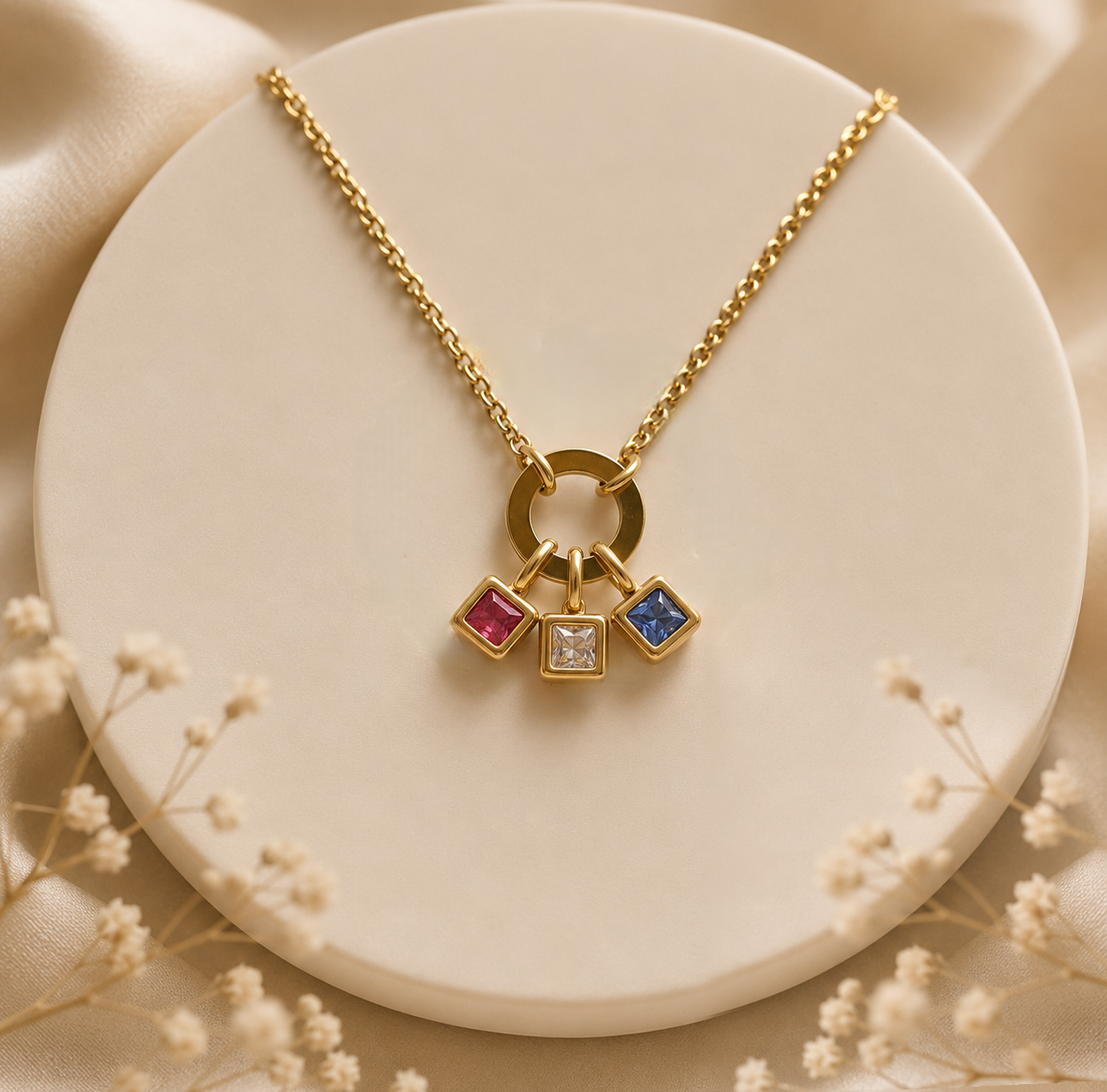 Gold Open Ring Charm Necklace