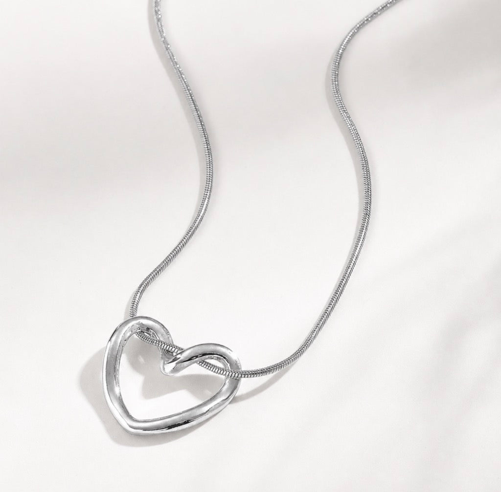 Silver Infinity heart necklace