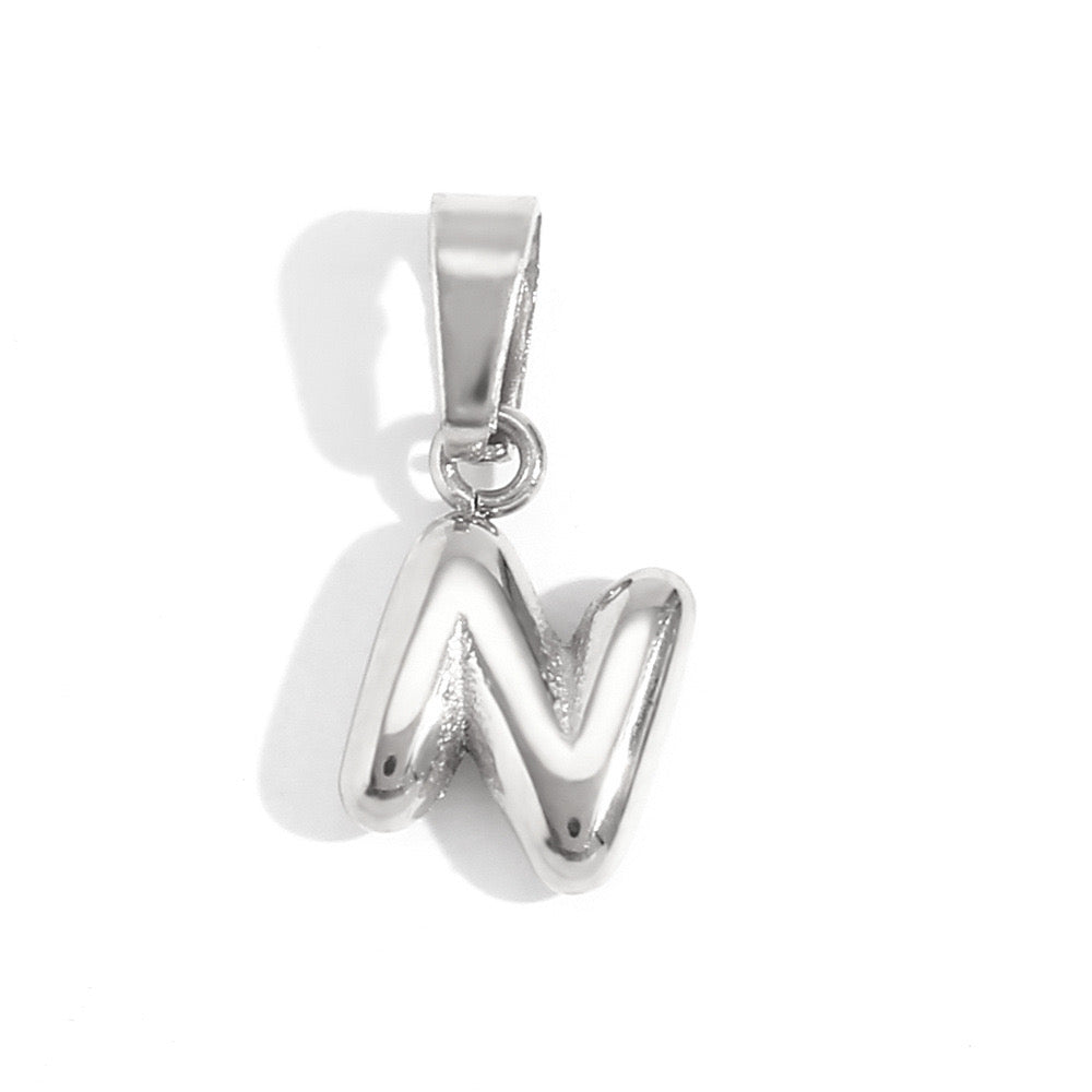 Silver N charm