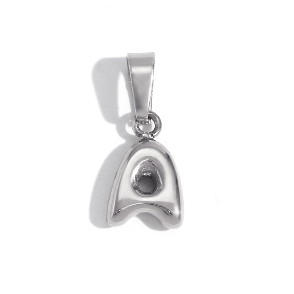 Silver A charm