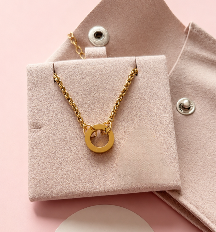 Gold Open Ring Charm Necklace