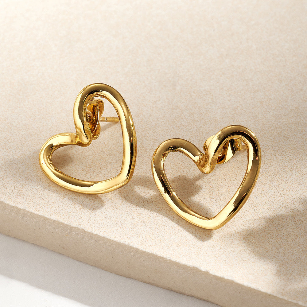 Gold heart earrings